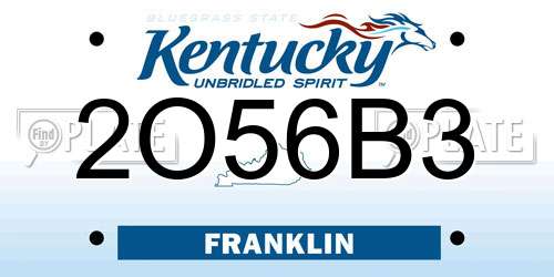 2O56B3 Kentucky License Plate