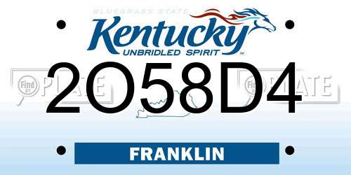 2O58D4 Kentucky License Plate