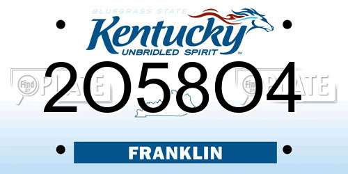 2O58O4 Kentucky License Plate