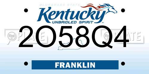 2O58Q4 Kentucky License Plate