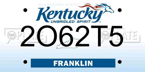 2O62T5 Kentucky License Plate