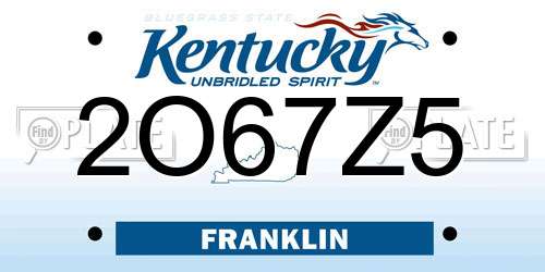2O67Z5 Kentucky License Plate