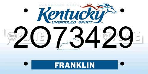 2O73429 Kentucky License Plate