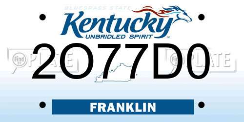 2O77D0 Kentucky License Plate