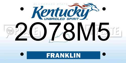 2O78M5 Kentucky License Plate