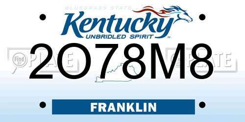 2O78M8 Kentucky License Plate