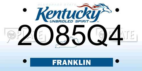 2O85Q4 Kentucky License Plate