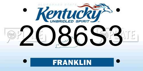 2O86S3 Kentucky License Plate