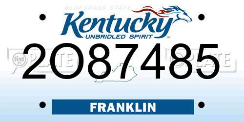 2O87485 Kentucky License Plate