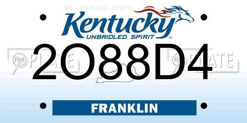 2O88D4 Kentucky License Plate