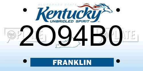 2O94B0 Kentucky License Plate