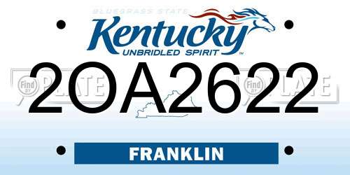 2OA2622 Kentucky License Plate