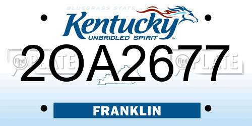 2OA2677 Kentucky License Plate