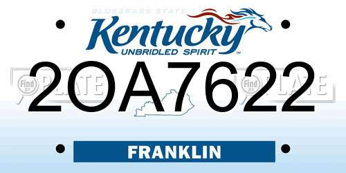 2OA7622 Kentucky License Plate