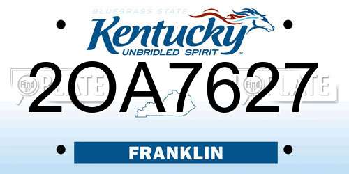 2OA7627 Kentucky License Plate