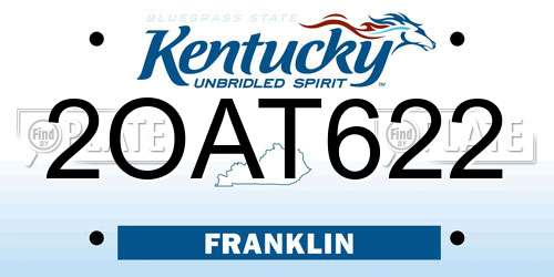 2OAT622 Kentucky License Plate