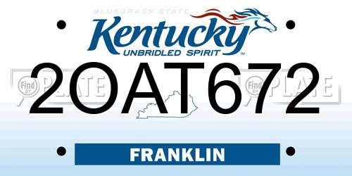 2OAT672 Kentucky License Plate