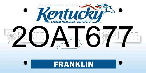 2OAT677 Kentucky License Plate