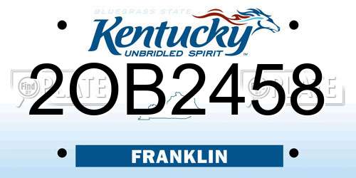 2OB2458 Kentucky License Plate