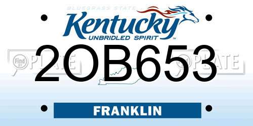 2OB653 Kentucky License Plate