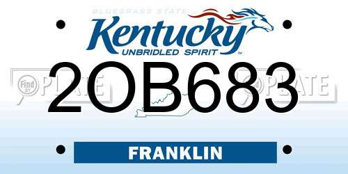 2OB683 Kentucky License Plate