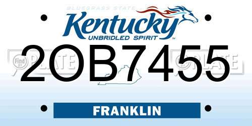 2OB7455 Kentucky License Plate