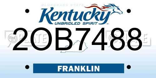 2OB7488 Kentucky License Plate