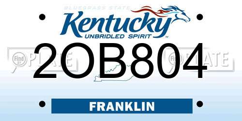 2OB804 Kentucky License Plate