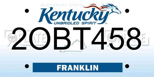 2OBT458 Kentucky License Plate