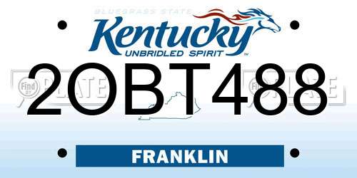 2OBT488 Kentucky License Plate