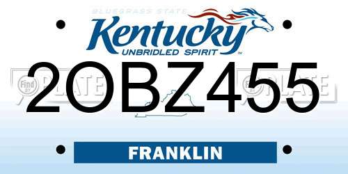 2OBZ455 Kentucky License Plate