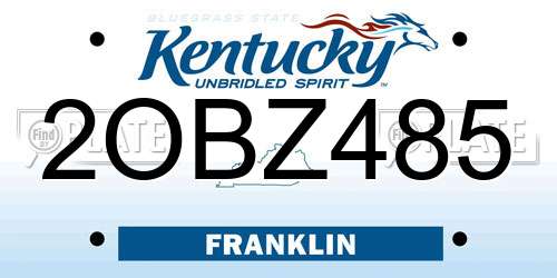 2OBZ485 Kentucky License Plate