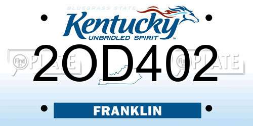 2OD402 Kentucky License Plate