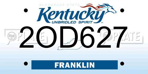 2OD627 Kentucky License Plate