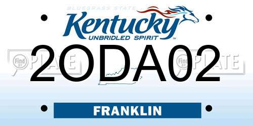 2ODA02 Kentucky License Plate