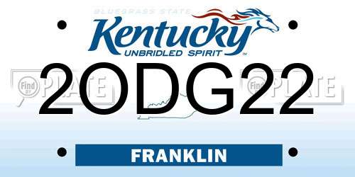 2ODG22 Kentucky License Plate