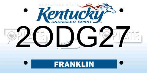 2ODG27 Kentucky License Plate