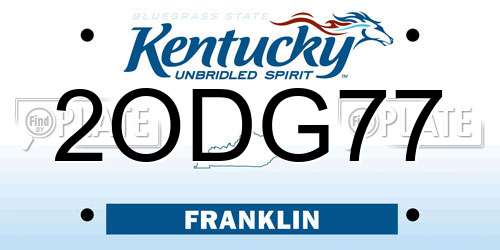 2ODG77 Kentucky License Plate