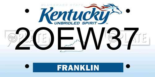 2OEW37 Kentucky License Plate