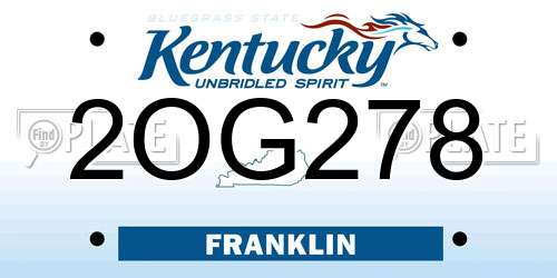 2OG278 Kentucky License Plate