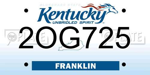 2OG725 Kentucky License Plate