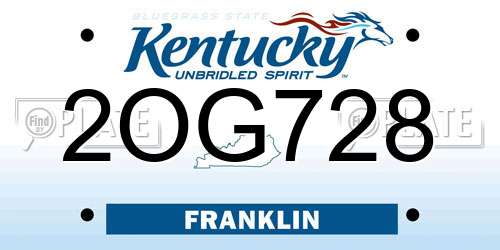 2OG728 Kentucky License Plate