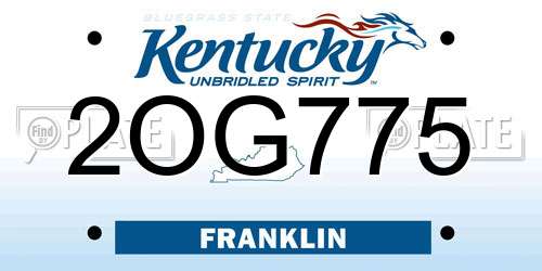 2OG775 Kentucky License Plate