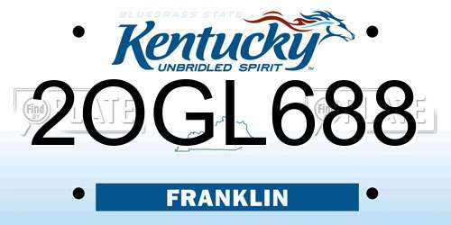 2OGL688 Kentucky License Plate