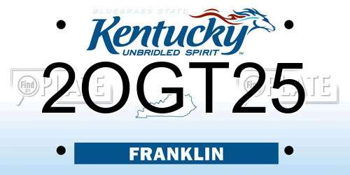 2OGT25 Kentucky License Plate