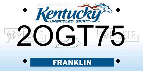 2OGT75 Kentucky License Plate