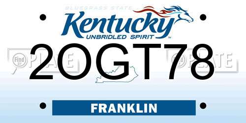 2OGT78 Kentucky License Plate