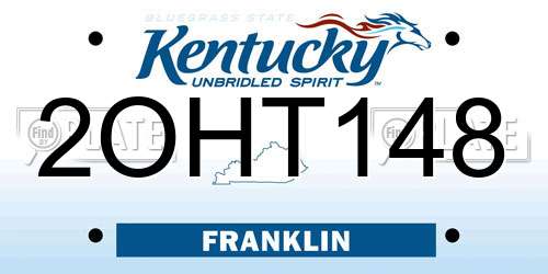 2OHT148 Kentucky License Plate