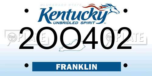 2OO402 Kentucky License Plate