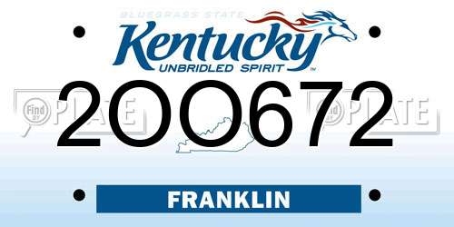 2OO672 Kentucky License Plate